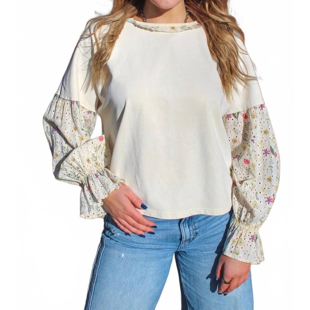 NEW MITTOSHOP mit-jaque long sleeve top in white